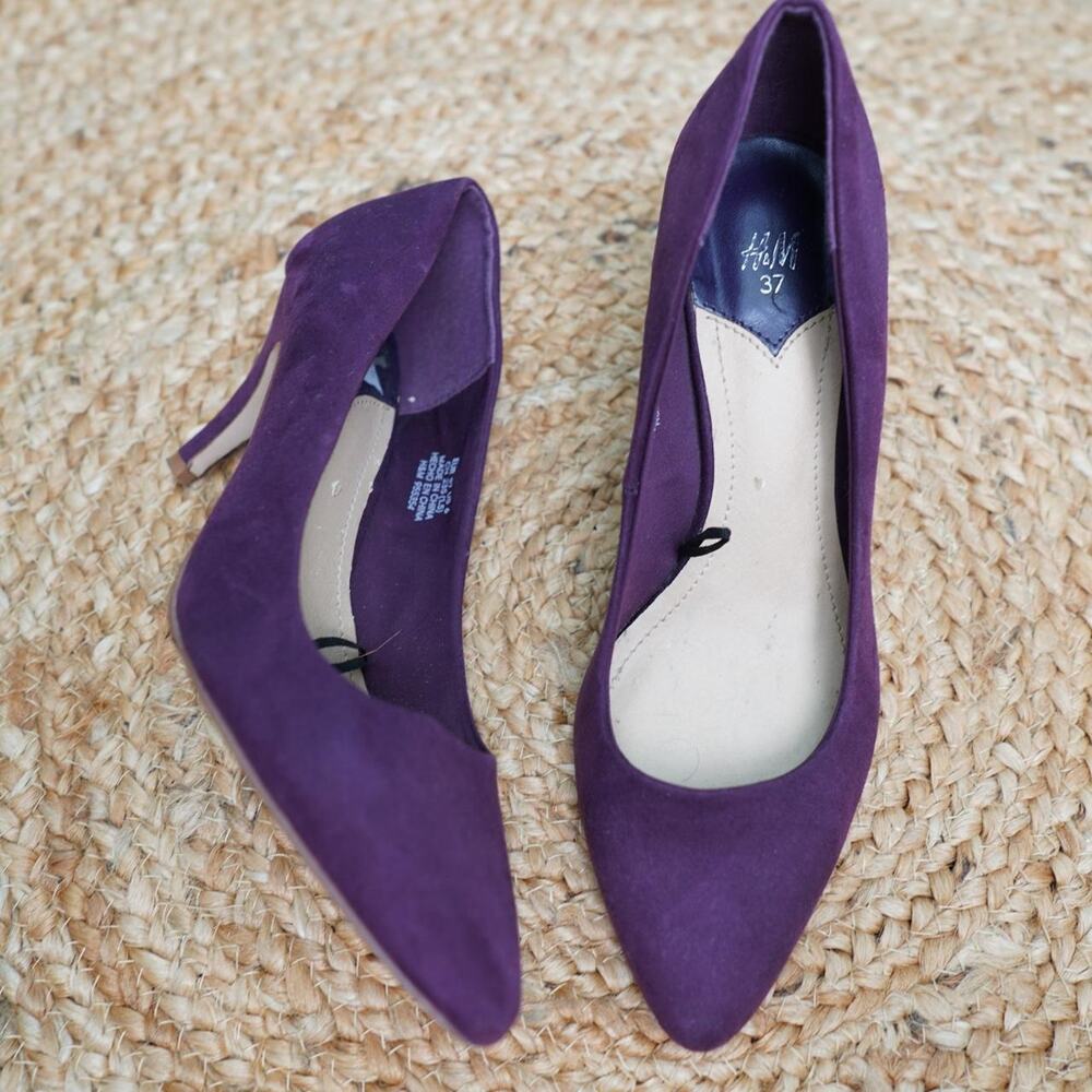 H&M Purple Suede Pumps EU37 Pointed Toe